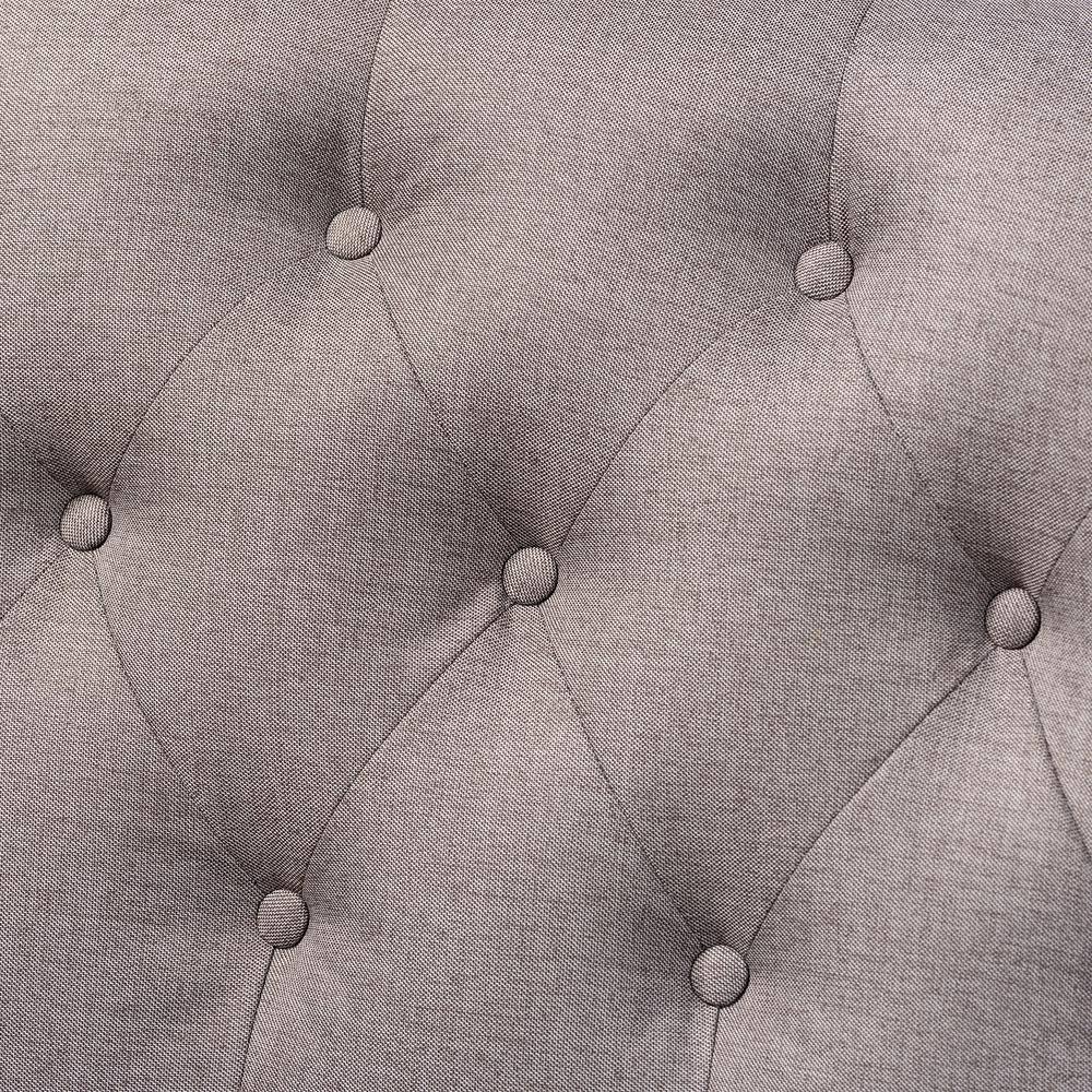 Gray Fabric Upholstered Walnut Wood Button Tufted Bar Stool Bench
