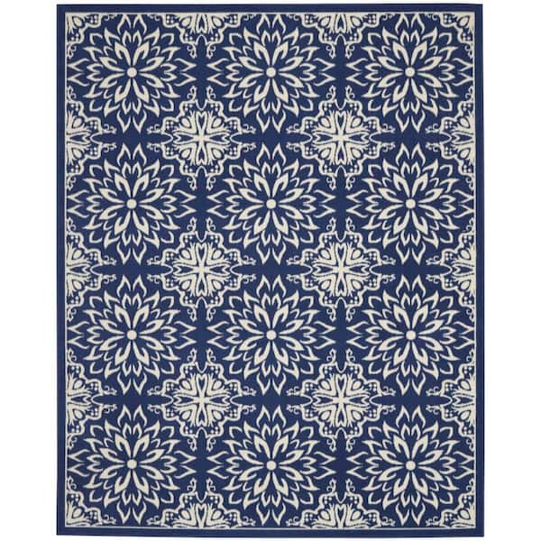 Jubilant Navy/Ivory 8 ft. x 10 ft. Floral Transitional Area Rug