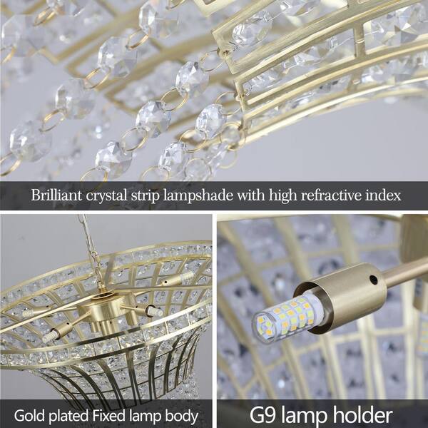Taoi Fxio 8-Light 23.6 in. Wide Transparent Crystal Waterfall