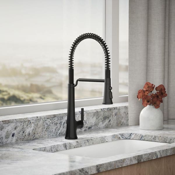 Tone Single Handle Pull Down Sprayer Kitchen Faucet in Matte Black