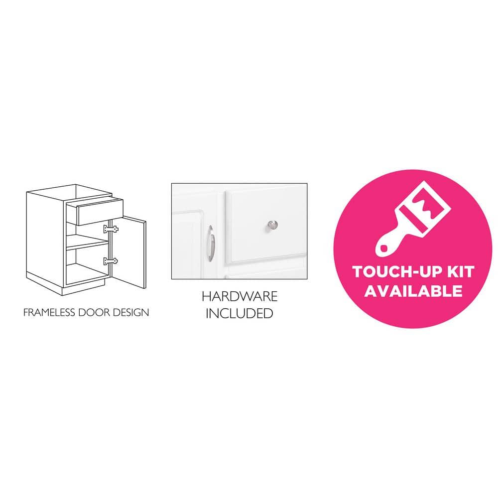 White MDF 36-Inch Freestanding Bathroom Vanity with Satin Nickel Knobs