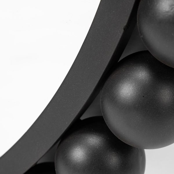 Large Round Black Hooks Modern Mirror (43.0 in. H x 43.0 in. W)