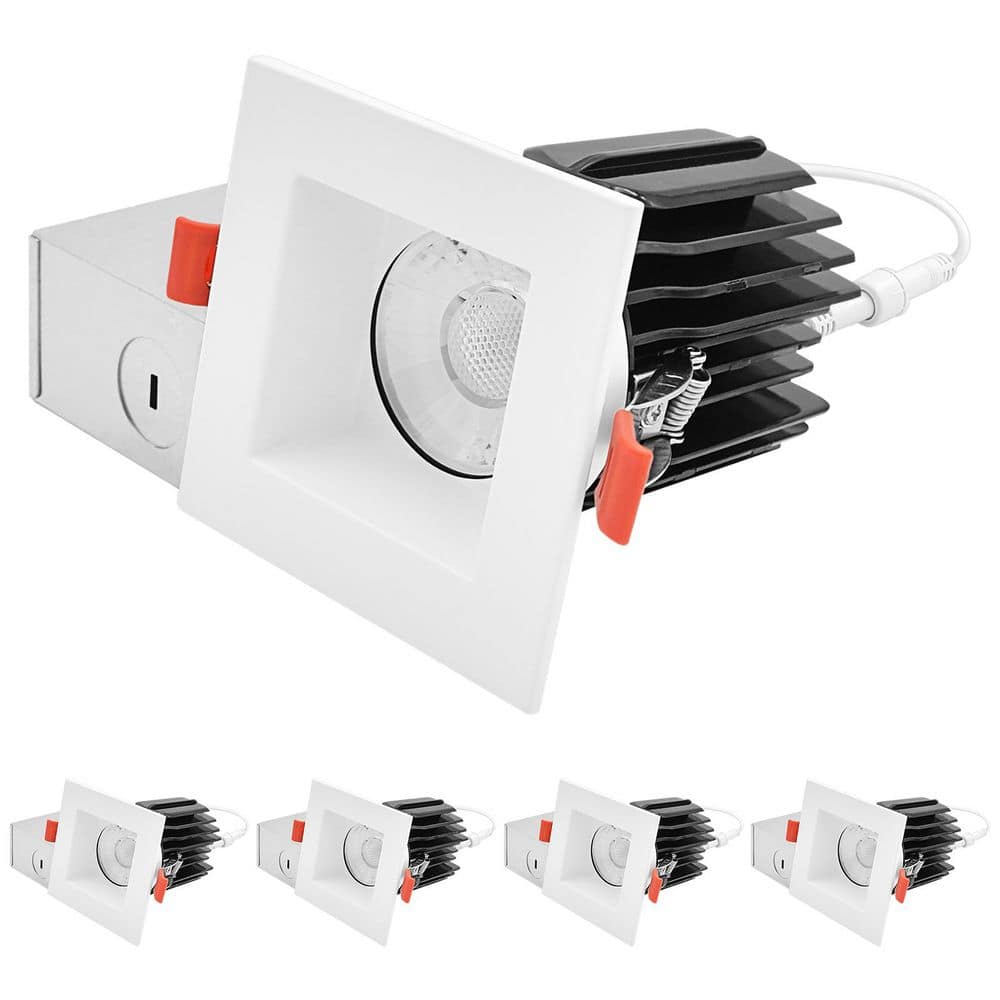3 In. Integrated LED Regressed Canless Spotlight + Square White Trim, 5CCT, 15W, 1250LM, CRI90 Dimmable, 60° Beam 4 Pack price history on PriceWatchPro
