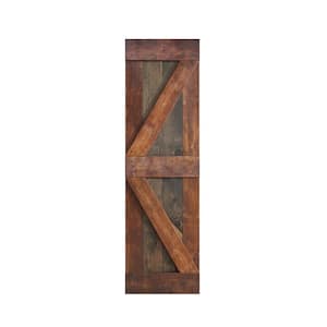 K Series 30 in. x 84 in. Aged Barrel/Dark Walnut Knotty Pine Wood Barn Door Slab