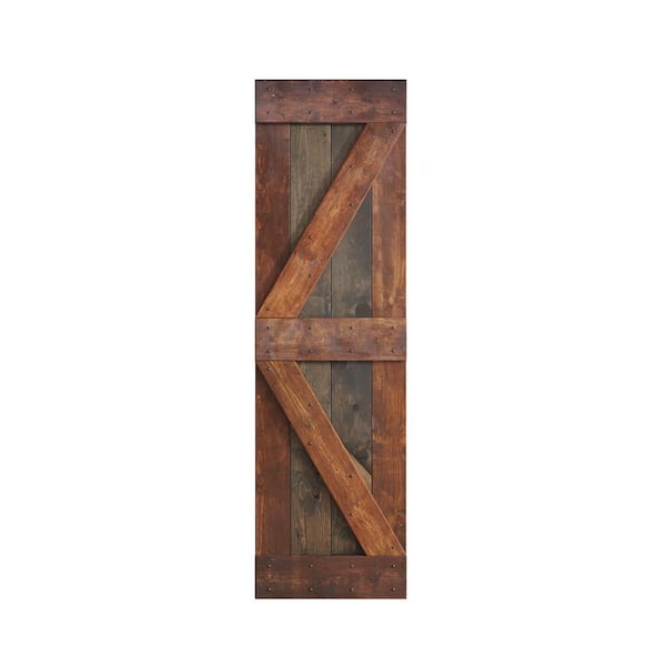 COAST SEQUOIA INC K Series 30 in. x 84 in. Aged Barrel/Dark Walnut Knotty Pine Wood Barn Door Slab