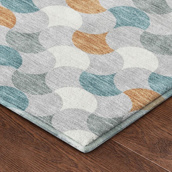 Mayfield Premium Machine Washable Abstract AMF2568 Silver 10 ft. x 14 ft. Area Rug