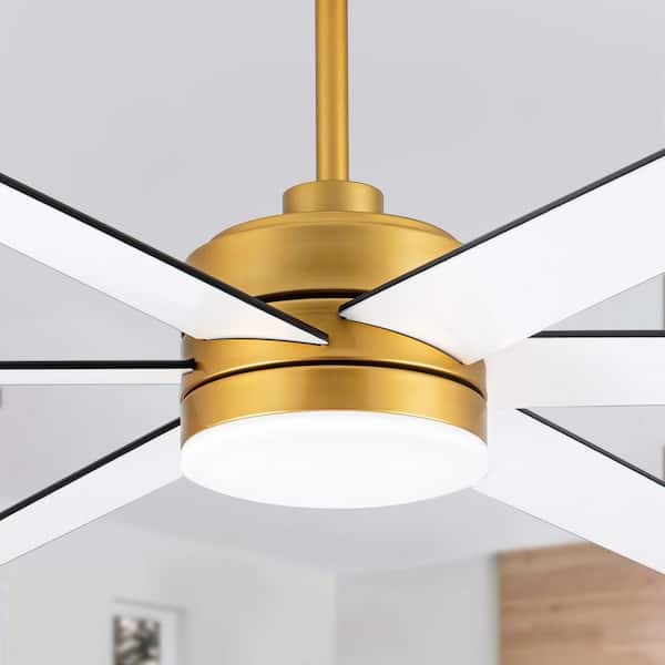 Lamober Leonidas 65 in. Integrated LED Indoor Gold Ceiling Fan with Light and Remote Control