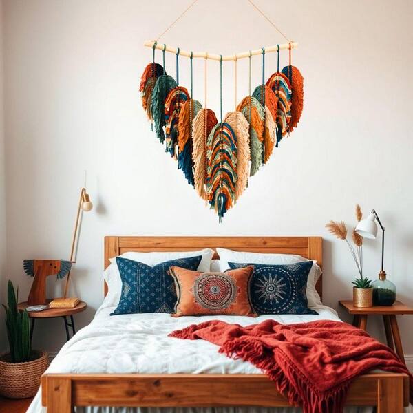 31 in. x 39 in. Multi-Colored Boho Large Macrame Wall Hanging