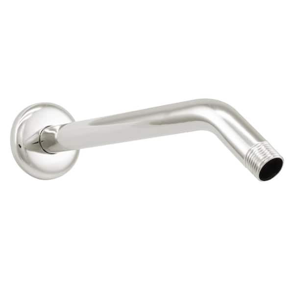 Westbrass 1/2 in. IPS x 10 in. Round Wall Mount Shower Arm with Sure Grip  Flange, Satin Nickel D302-1-07 - The Home Depot