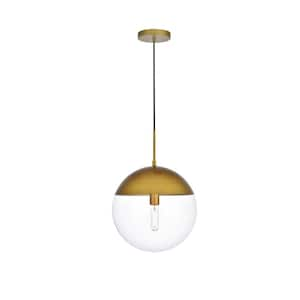 Timeless Home Ellie 1-Light Brass Pendant with Clear Glass Shade