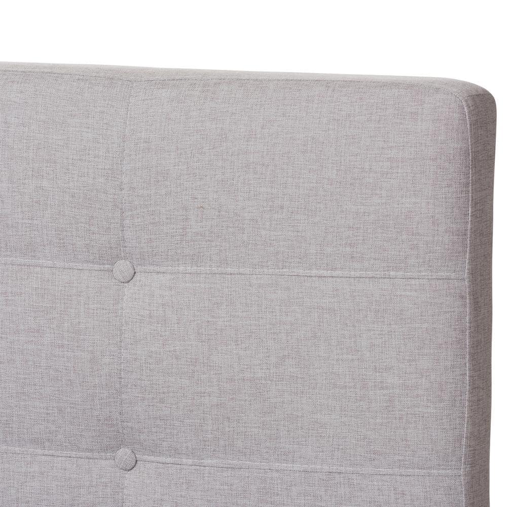Valencia Queen-Sized Greyish Beige Tufted Upholstered Bed with Walnut Legs