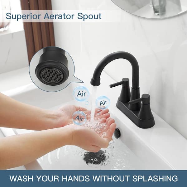 4 in. Centerset 2-Handle High-Arc Bathroom Faucet in Matte Black