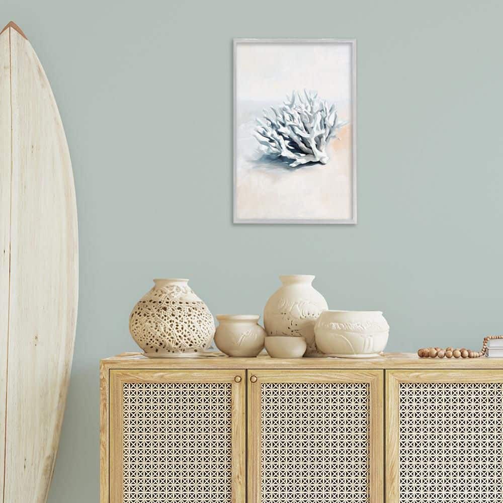 Simple Staghorn Coral by Ramona Murdock Gray Framed Animal Giclee Art Print 24 in. x 16 in. price history on PriceWatchPro