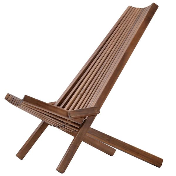 SUNRINX Rustic Folding Acacia Wood Outdoor Lounge Chair Relaxing Reading