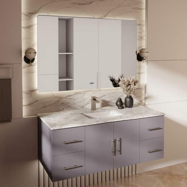 Geneva 48 in. W x 22 in. D Dark Grey Bath Vanity without Top