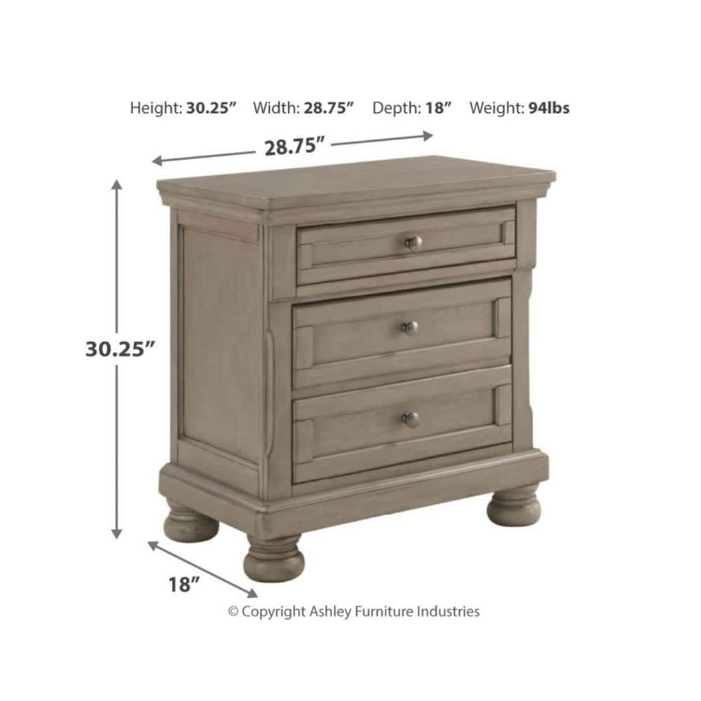 Lettner Light Gray Traditional 2-Drawer Nightstand with Silver-Tone Hardware
