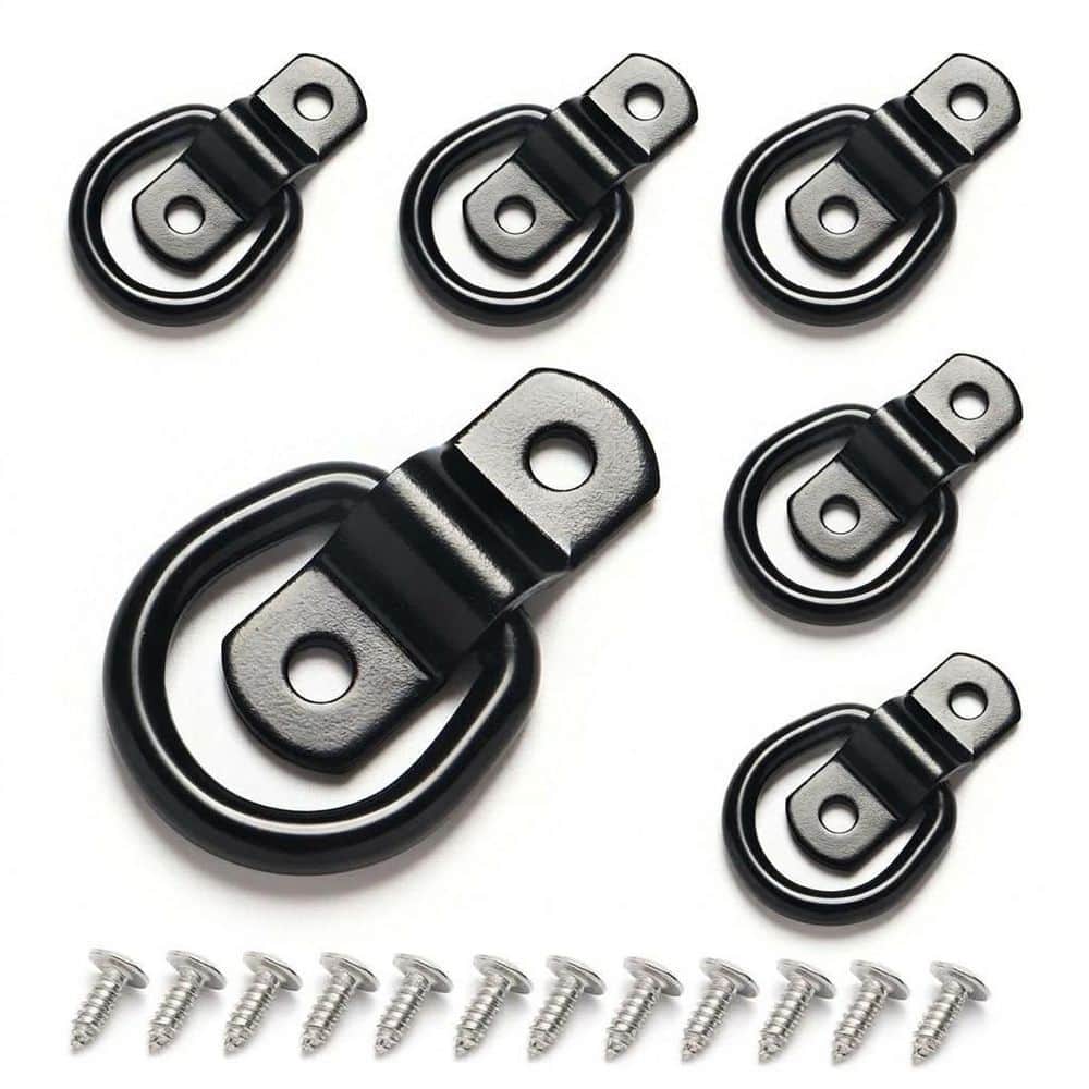 6-Pack 7mm Heavy Duty Steel D-Rings Tie Down Anchors Trailer Hook with Screws for Trucks, Boats, Campers price history on PriceWatchPro