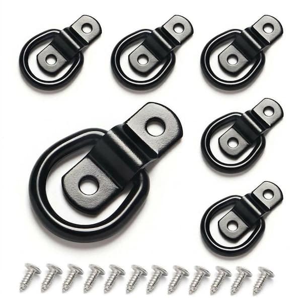 6-Pack 7mm Heavy Duty Steel D-Rings Tie Down Anchors Trailer Hook with Screws for Trucks, Boats, Campers