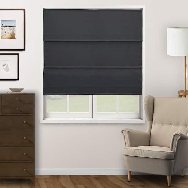 Ridgewood Grey Cut-to-Size Cordless Light Filtering Privacy Polyester Roman Shade 33 in. W x 72 in. L