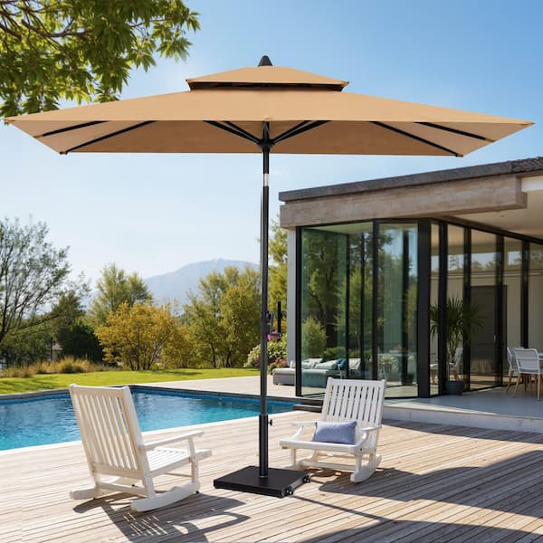 10 foot patio umbrella with lights 13x10 ft Aluminum Double Top LED Cantilever Umbrella main image 0