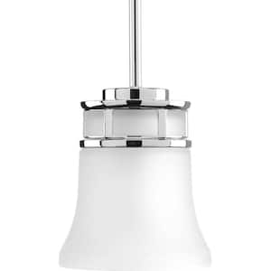 Cascadia Collection 1-Light Polished Chrome Mini Pendant with Etched Glass