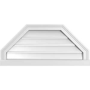 30" x 14" Octagonal Top Surface Mount PVC Gable Vent: Functional with Brickmould Sill Frame