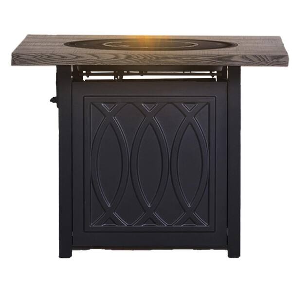 Unbranded 32 in. Square Terrafab Slate Look Top with Steel Base Propane Gas Fire Pit