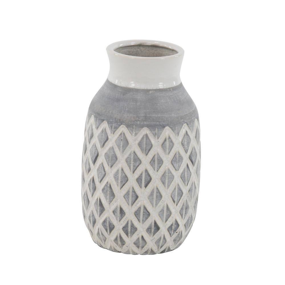 White Abstract Bud Ceramic Table Vase 7" x 13"