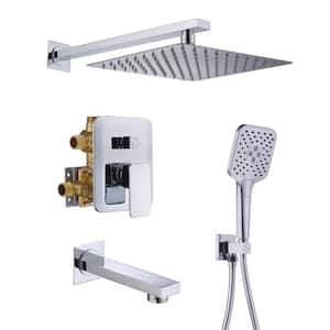 3-Spray Wall Mounted Single Handheld Shower Head 1.8 GPM Rain Shower Faucet with Body Spray in Chrome
