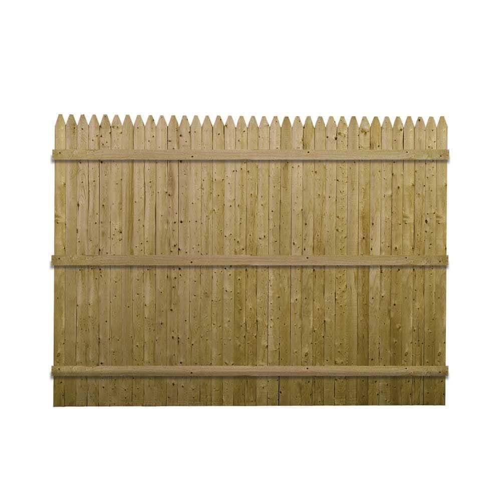 Barrette 6 ft. H x 8 ft. W Privacy Pressure-Treated Spruce Pine Wood Fir  3/4 in. x 3 in. Flat Wood Fence Panel 73000349 - The Home Depot, image size:1000x1000
