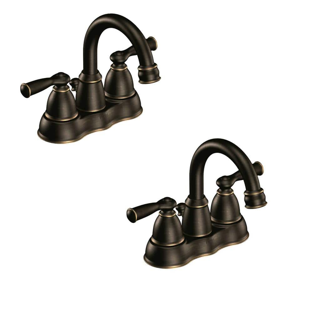 Moen Banbury 4 In Centerset 2 Handle Bathroom Faucet In Mediterranean Bronze 2 Pack Ws84913brb 2pk The Home Depot