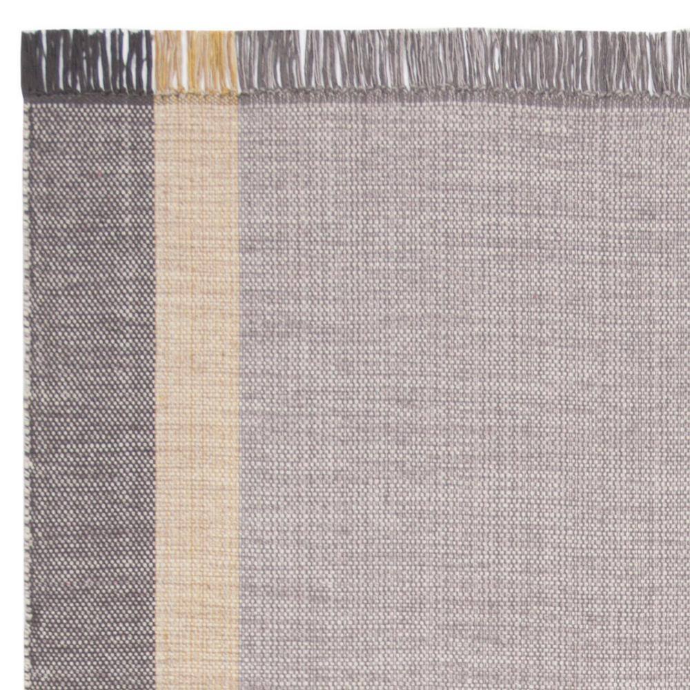 Handwoven Mustard & Grey Cotton Flatweave Rug - 5' x 8'