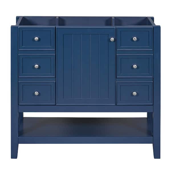 Aoibox 18 in. W x 35.5 in. D x 32.9 in. H Bath Vanity Cabinet without Top in Blue Cabinet Base Only three Drawers