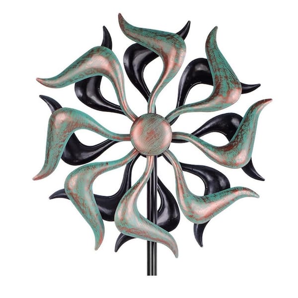 Misopily Metal Wind Spinner, Kinetic Wind Sculptures & Spinners, Decorative Pinwheels Double Windmill for Yard, Garden Decor