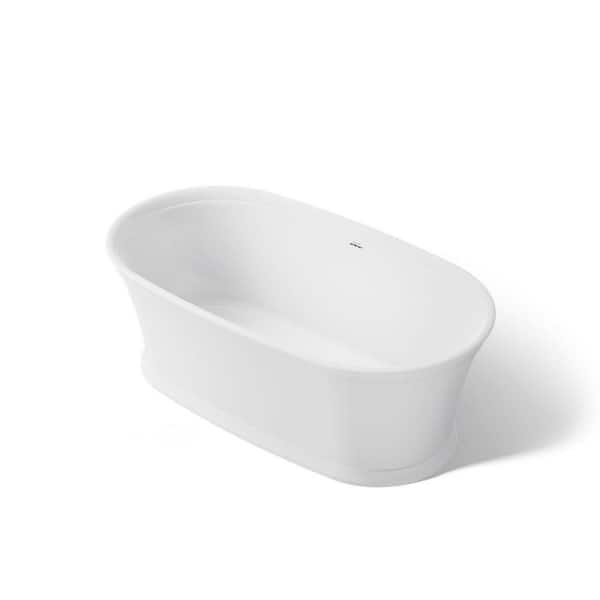 Memoirs 66 in. Resin Freestanding Flatbottom Bathtub in White