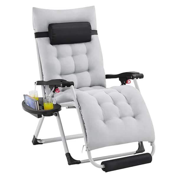 26 in. Zero Gravity Recliner Outdoor Folding Lounge Chair with Padded Mattress for Autumn and Winter