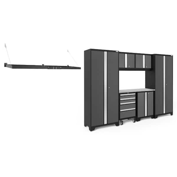 NewAge Products Bold Series 108 in. W x 76.75 in. H x 18 in. D 24-Gauge Steel Garage Cabinet Set in Gray (7-Piece)