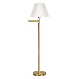 Moby 62 in. Brass Finish Floor Lamp with Swing Arm and Empire Shade