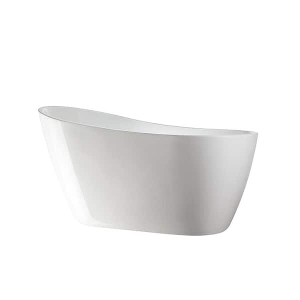 Vanity Art Unbranded Limoges 55 in. Acrylic Flatbottom Bathtub in White/Matte Black