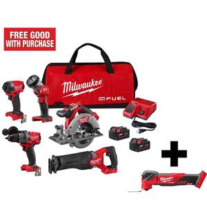 M18 FUEL 18-Volt Lithium-Ion Brushless Cordless Combo Kit (5-Tool) with M18 FUEL Brushless Oscillating Multi-Tool