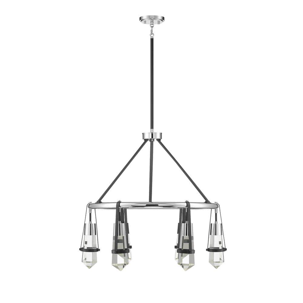 Denali Matte Black and Crystal 6-Light LED Chandelier