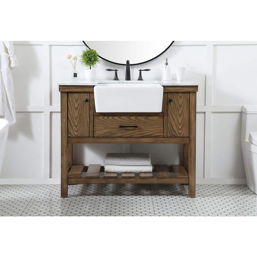 Driftwood Solid Wood and MDF Single Bathroom Vanity with Marble Top
