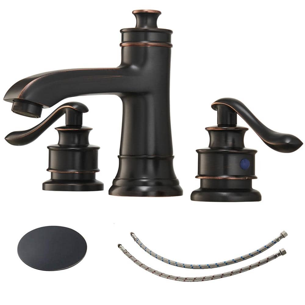 FLG 8 in. Widespread Double Handle Bathroom Faucet with Pop-up Drain ...