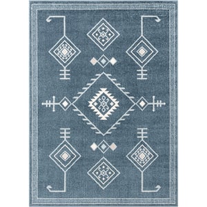 Sydney Azra Tribal Medallion Dark Blue 5 ft. 3 in. x 7 ft. 3 in. Area Rug