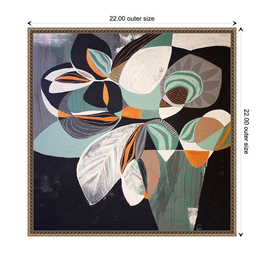 Abstract Floral Beaded Framed Canvas Wall Art, 22 x 22