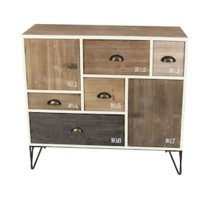 Brown Wood Chest with Numbers and Dome Handles 33 in. X 36 in. X 13 in.