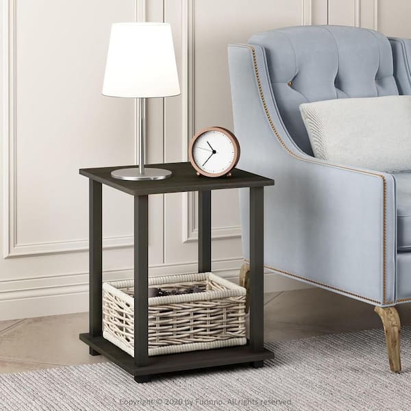 16 in. Black Finish Rectangle Wood End Table
