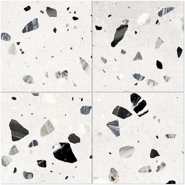 MOLOVO Terrazo Bianco White 8.03 in. x 8.03 in. Matte Porcelain Floor and Wall Tile (11.19 sq. ft./Case)