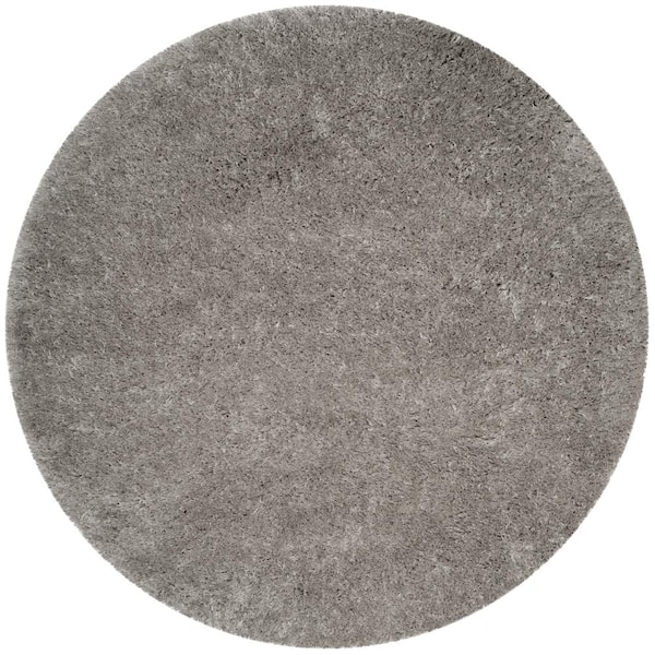SAFAVIEH Polar Shag Silver 4 ft. x 4 ft. Round Solid Area Rug