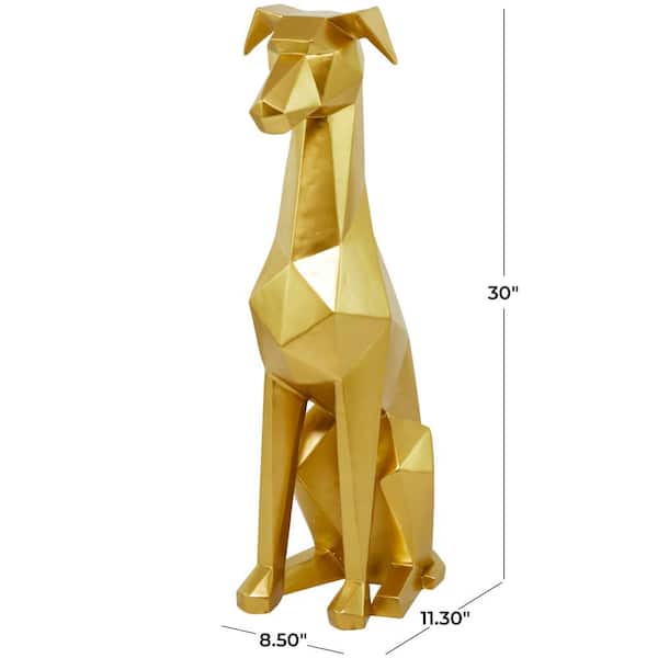 Novogratz 11 in. x 30 in. Gold Polystone Cubist Dog Novogratz 11 in. x 30 in. Gold Polystone Cubist Dog